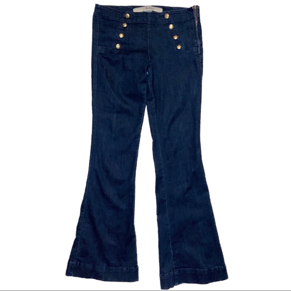 Sailor pin up style Button Dark Flare Jeans